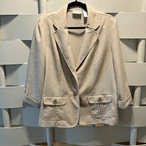 Alfred Dunner Beige 3/4 Sleeve Blazer Size 18